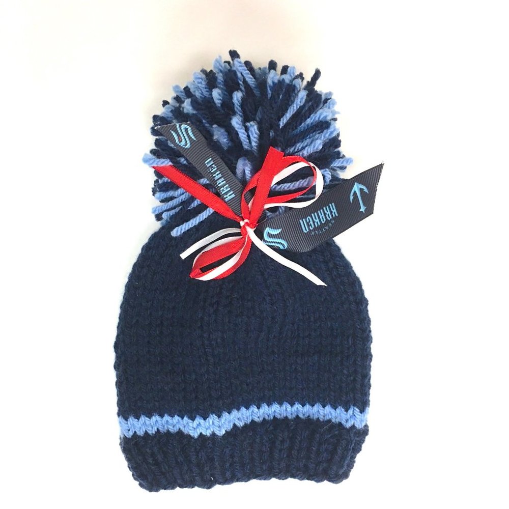 Seattle KRAKEN Handmade Hockey Baby Hat *NEW*